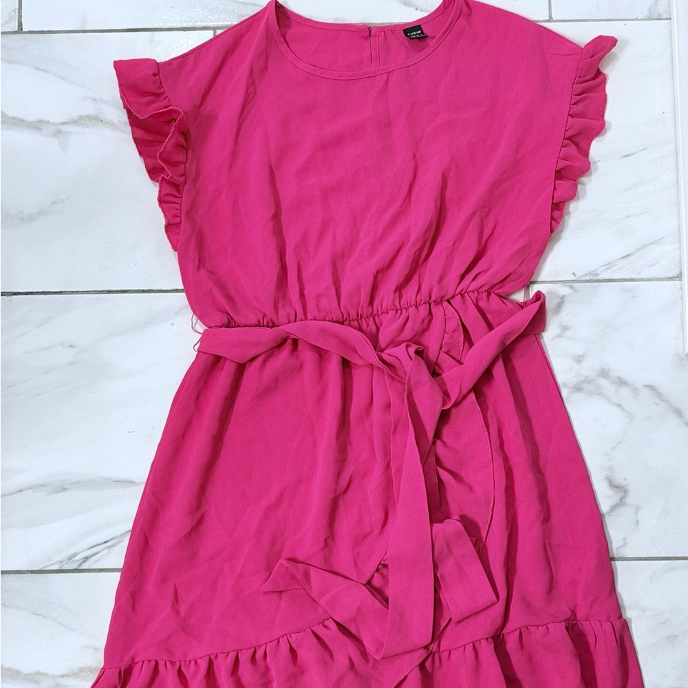 SHEIN Pink Gardenparty Ruffled coquette Dress